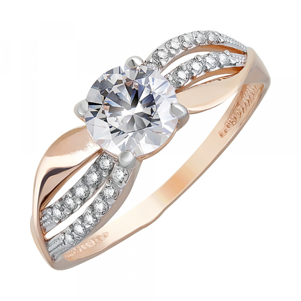 Золотое кольцо с кристаллами swarovski № 124022