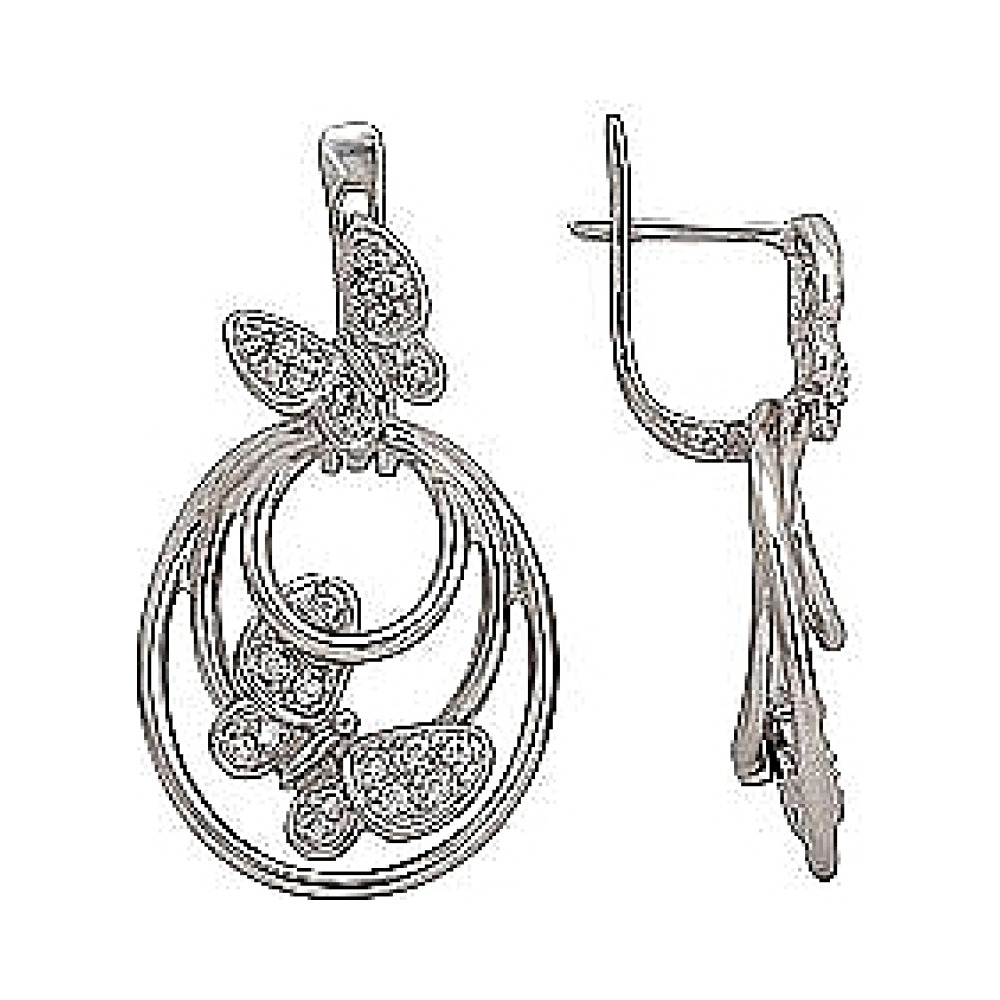 Серебряные серьги с фианитом № 70899