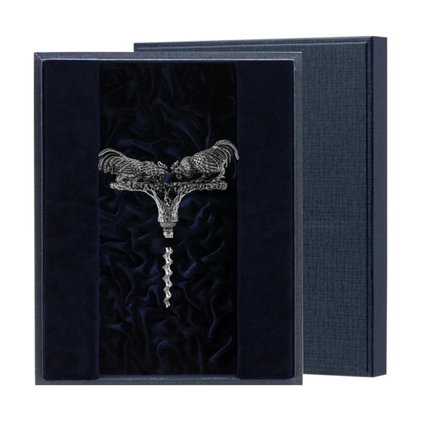 Штопор Петух в футляре из серебра 925 пробы