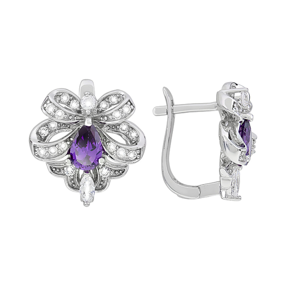 Серебряные серьги с фианитами № 117464