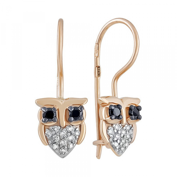 Золотые серьги с фианитом № 135339