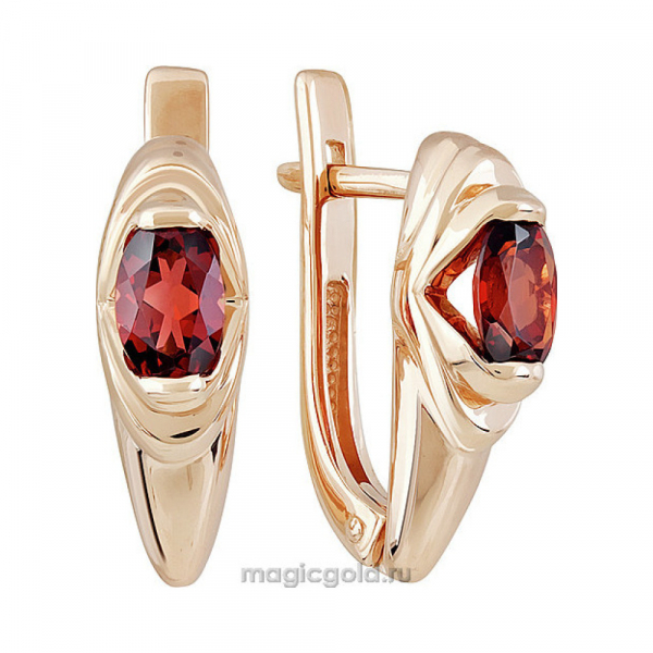Золотые серьги с гранатом № 142172