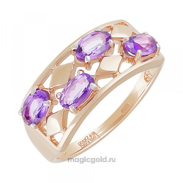 Золотое кольцо с аметистом № 141846