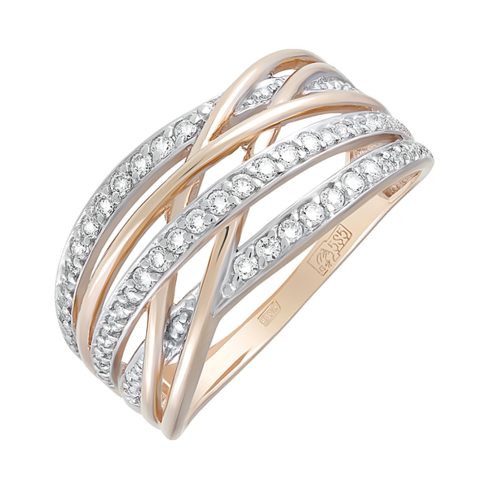 Золотое кольцо с фианитами № 124163