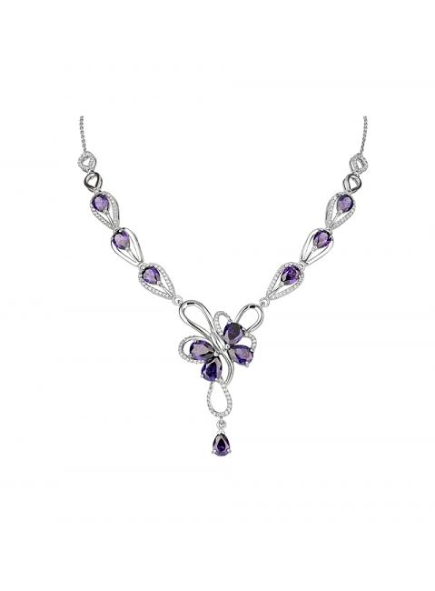 Серебряное колье с фианитом № 126624