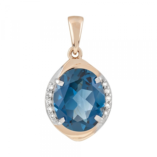 Золотая подвеска с топазом и фианитом № 118277