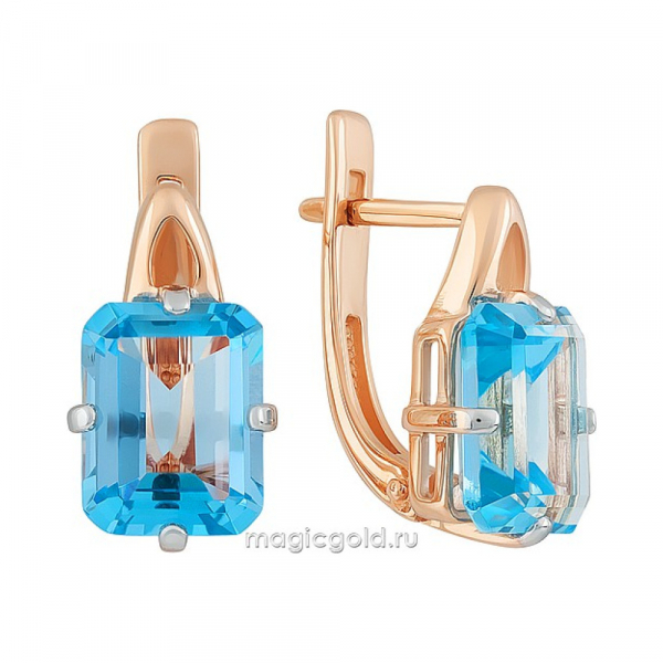 Золотые серьги с топазом № 164190