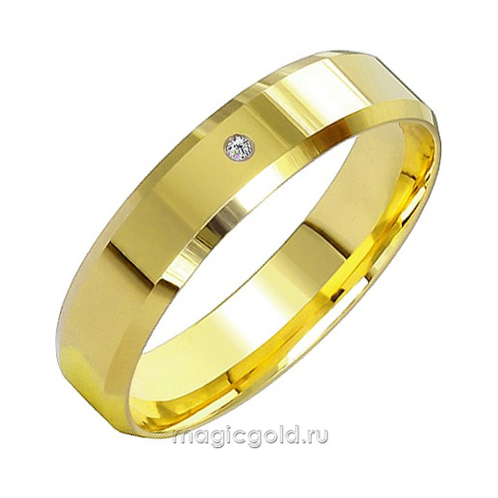 Золотое кольцо с бриллиантом обручальное 5мм № 162578