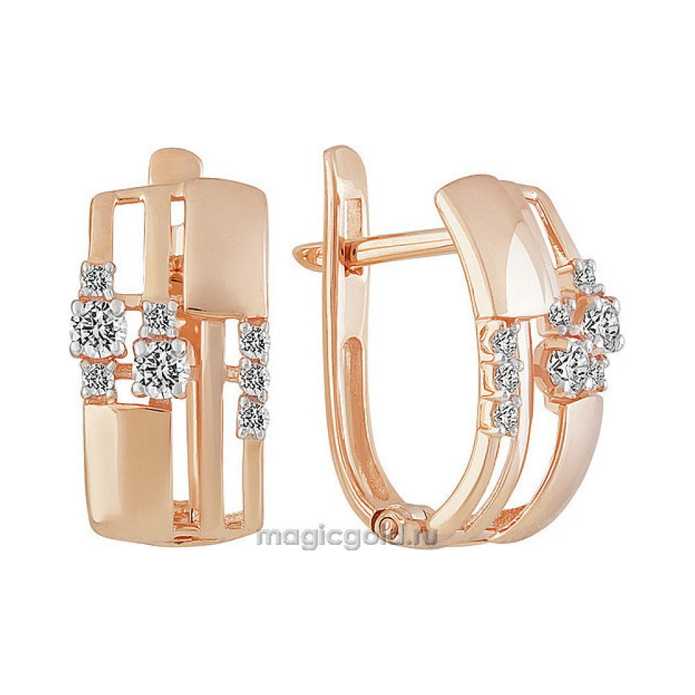 Золотые серьги с фианитом № 160794