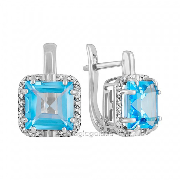 Золотые серьги с топазом и фианитом № 129448