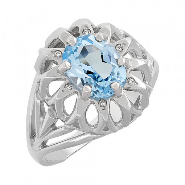 Серебряное кольцо с топазом и фианитом № 108343