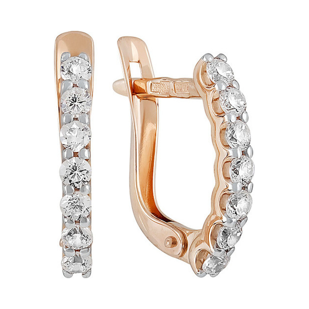 Золотые серьги с фианитом № 134367