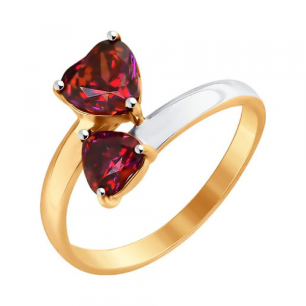 Золотое кольцо с кристаллом swarovski № 161628