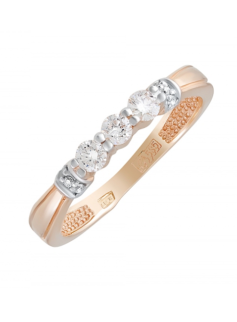 Золотое кольцо с бриллиантом № 129418