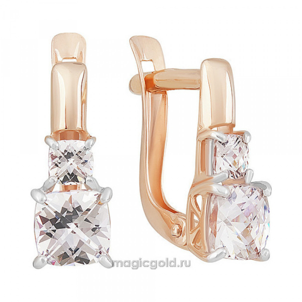 Золотые серьги с кристаллом swarovski № 155859