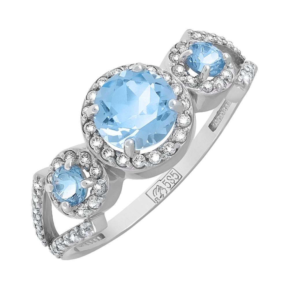 Золотое кольцо с топазом и фианитом № 120644