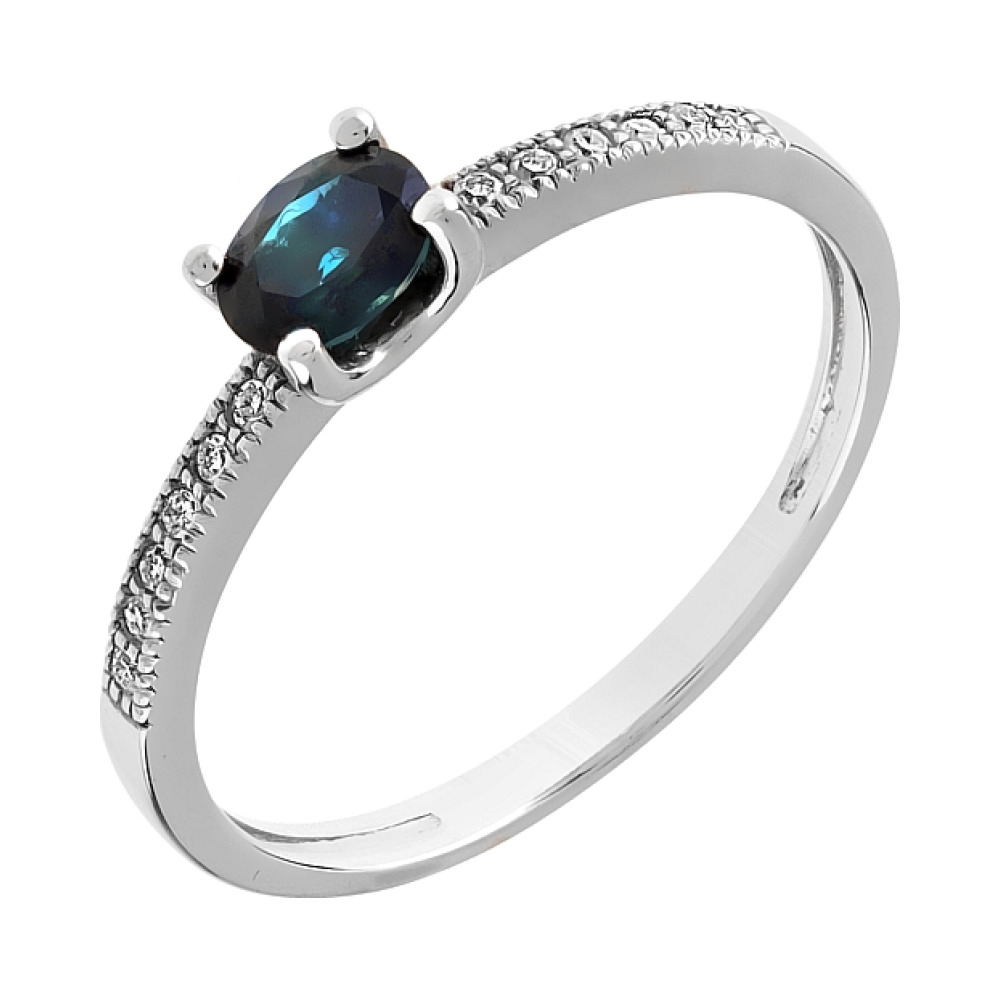 Золотое кольцо с бриллиантом и сапфиром № 84998