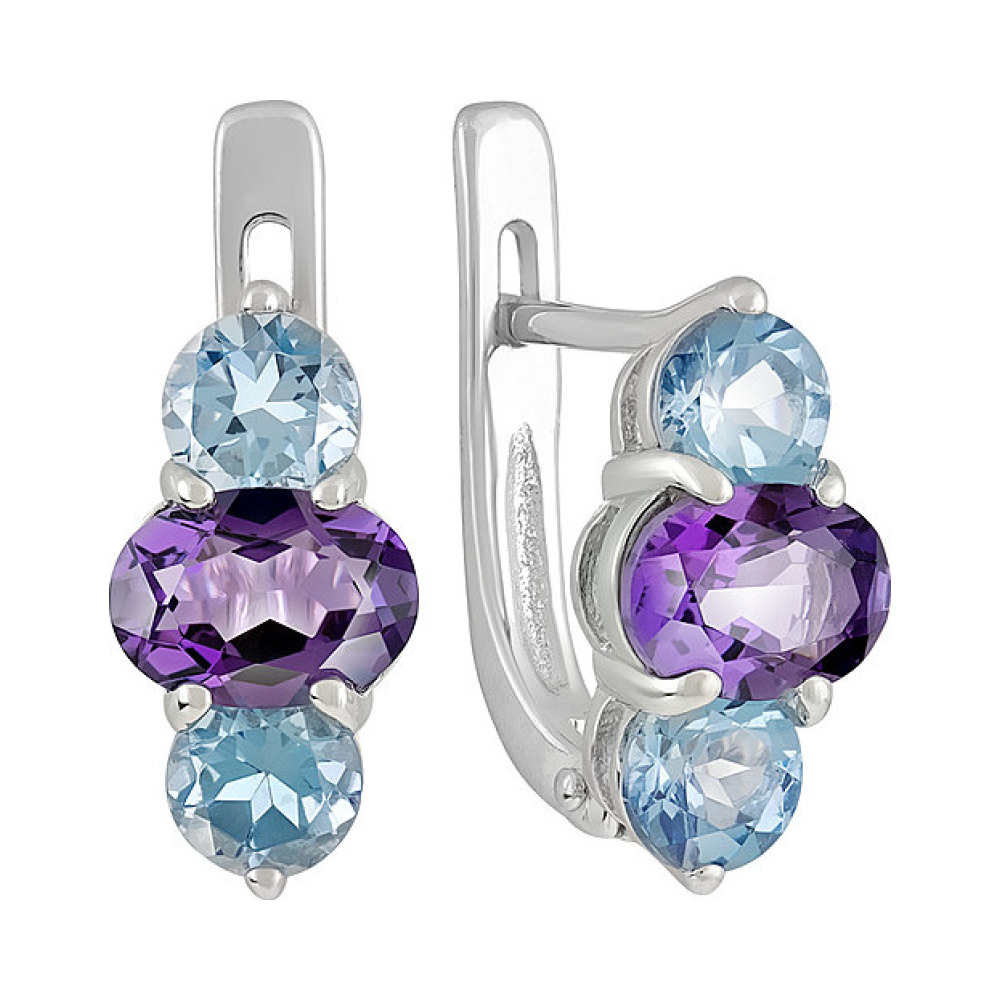 Серебряные серьги с полудрагоценными вставками № 133562