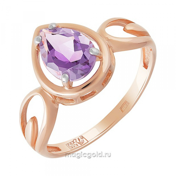 Золотое кольцо с аметистом № 142097