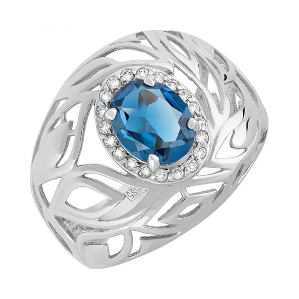 Золотое кольцо с топазом и фианитом № 119948