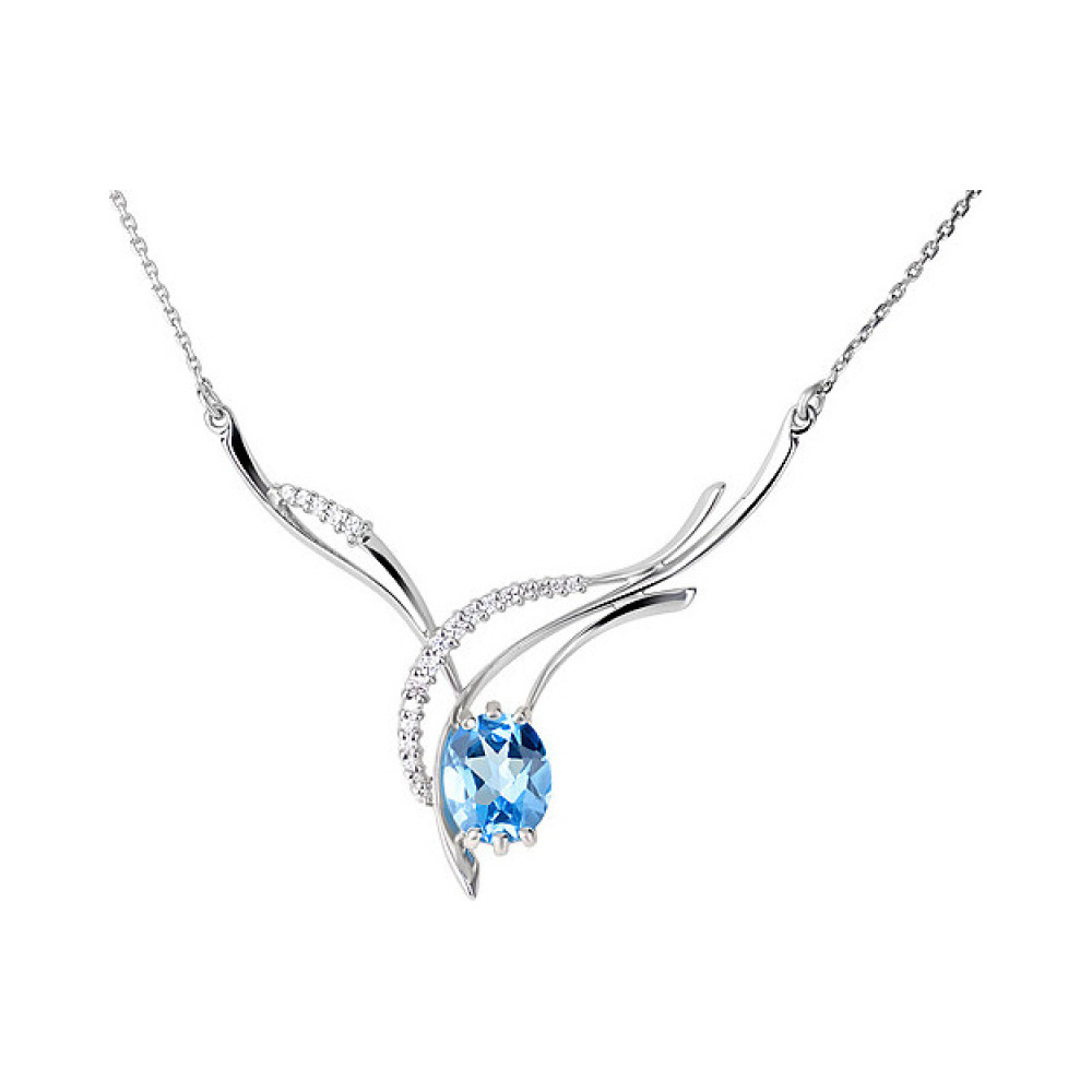 Серебряное колье с топазом и фианитом № 123901