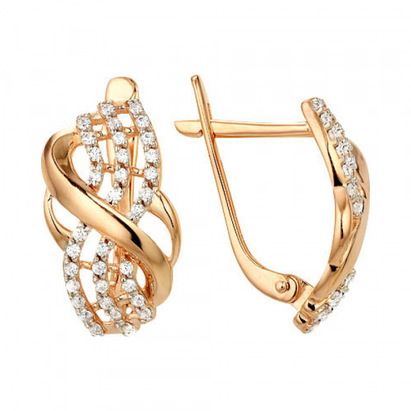 Золотые серьги с фианитом № 142268