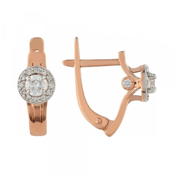 Золотые серьги с бриллиантом № 109969