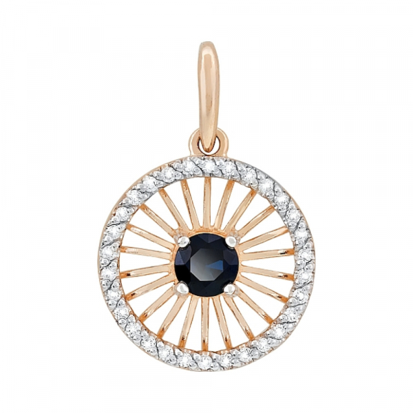 Золотая подвеска с бриллиантом и сапфиром № 116595