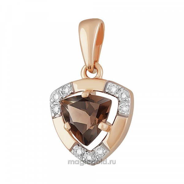 Золотая подвеска с раухтопазом и фианитом № 142245
