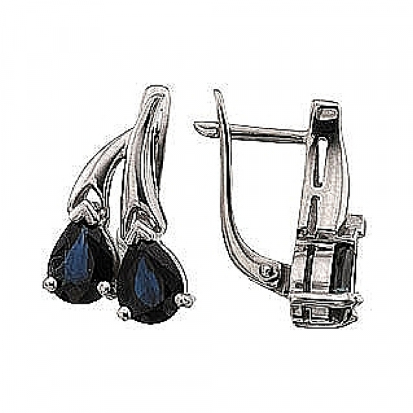 Золотые серьги с сапфиром № 41596