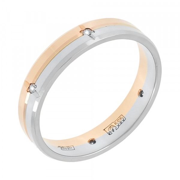 Золотое кольцо с бриллиантом обручальное № 101816