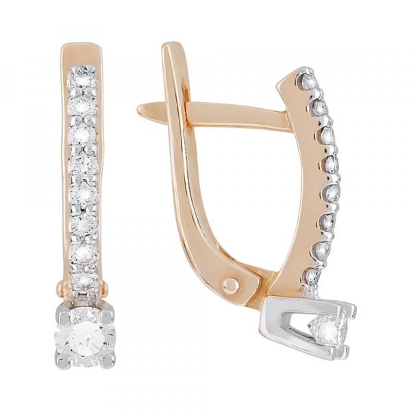 Золотые серьги с бриллиантом № 113047