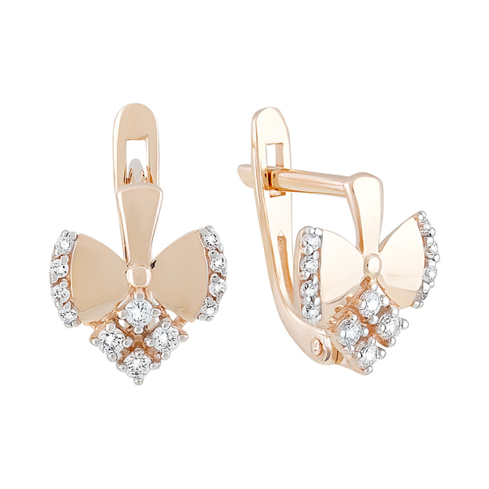 Золотые серьги с фианитами № 128787