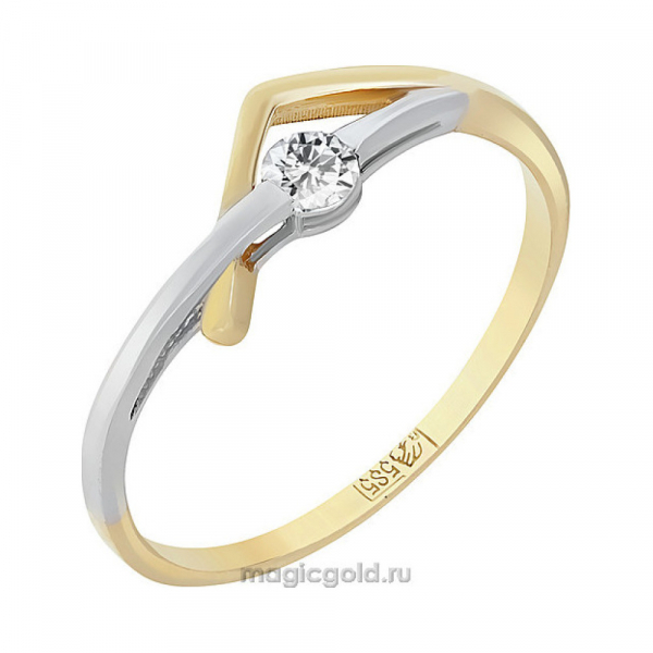 Золотое кольцо с бриллиантом № 102181
