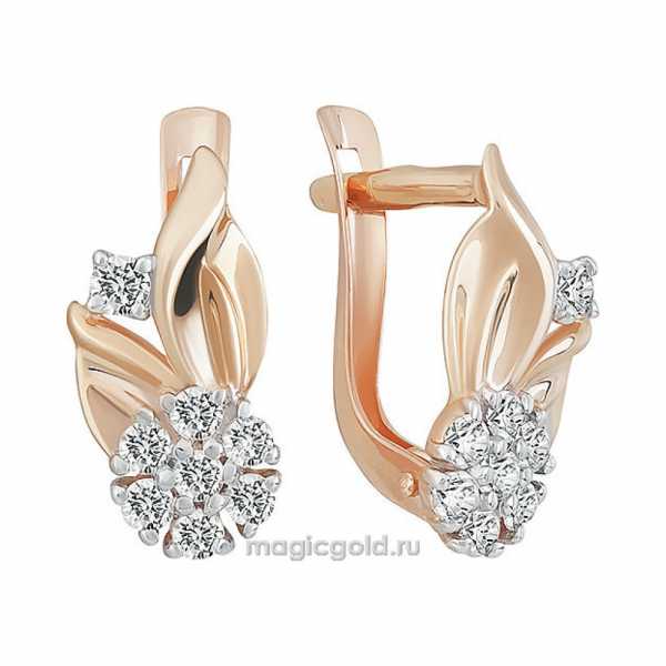 Золотые серьги с фианитом № 155856