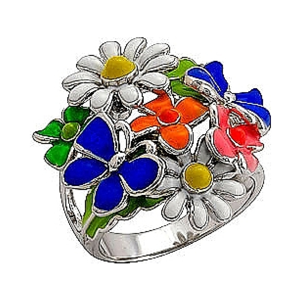 Серебряное кольцо с эмалью № 70724