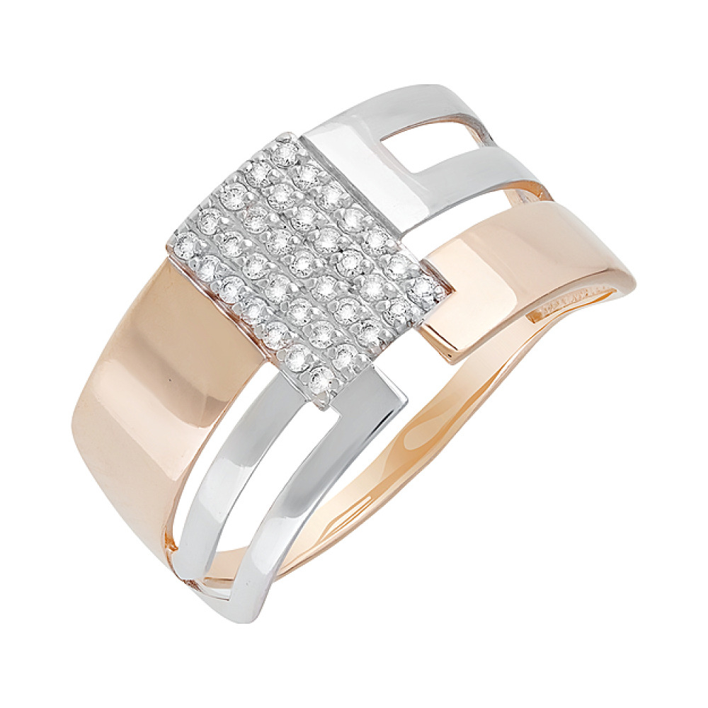 Золотое кольцо с фианитами № 129852