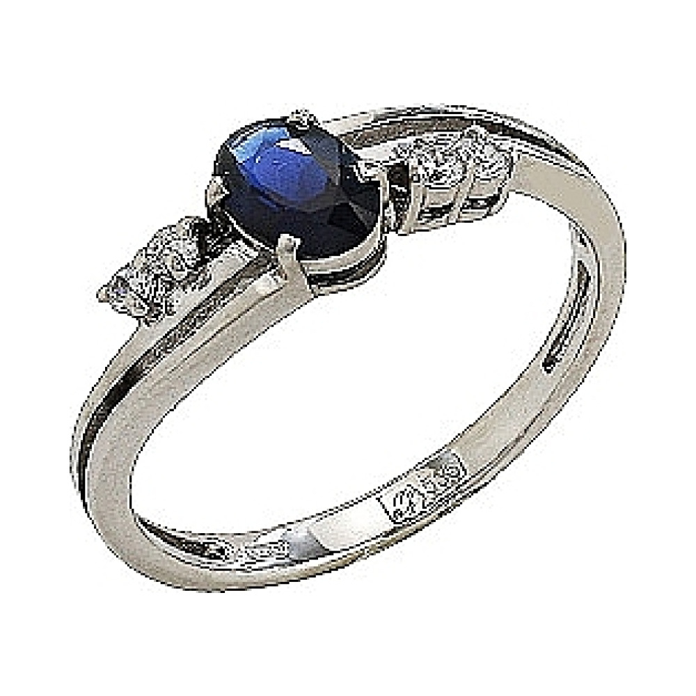 Золотое кольцо с бриллиантом и сапфиром № 84949