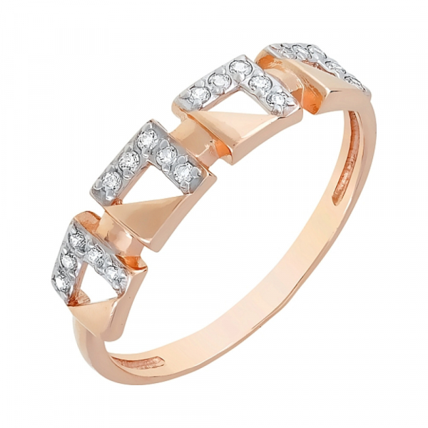 Золотое кольцо с фианитами № 115814