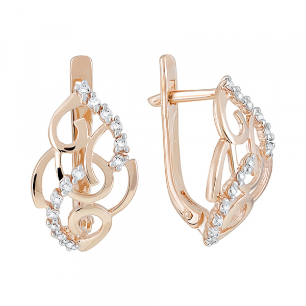 Золотые серьги с фианитами № 123844