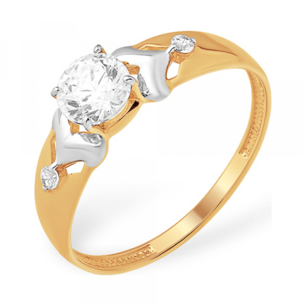 Золотое кольцо с фианитом № 163180