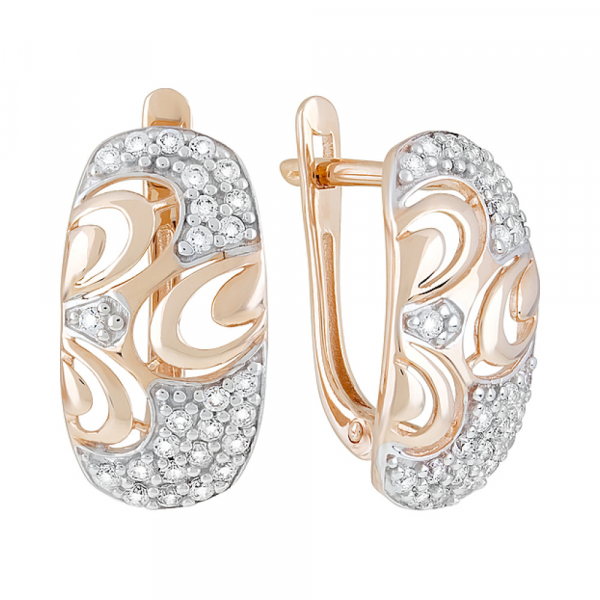 Золотые серьги с фианитами № 126007