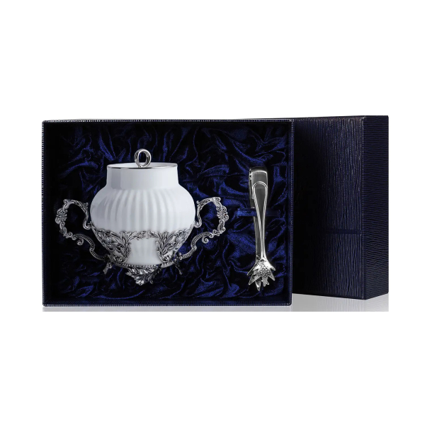 Набор Симфония: сахарница и щипцы для сахара из серебра 925 пробы