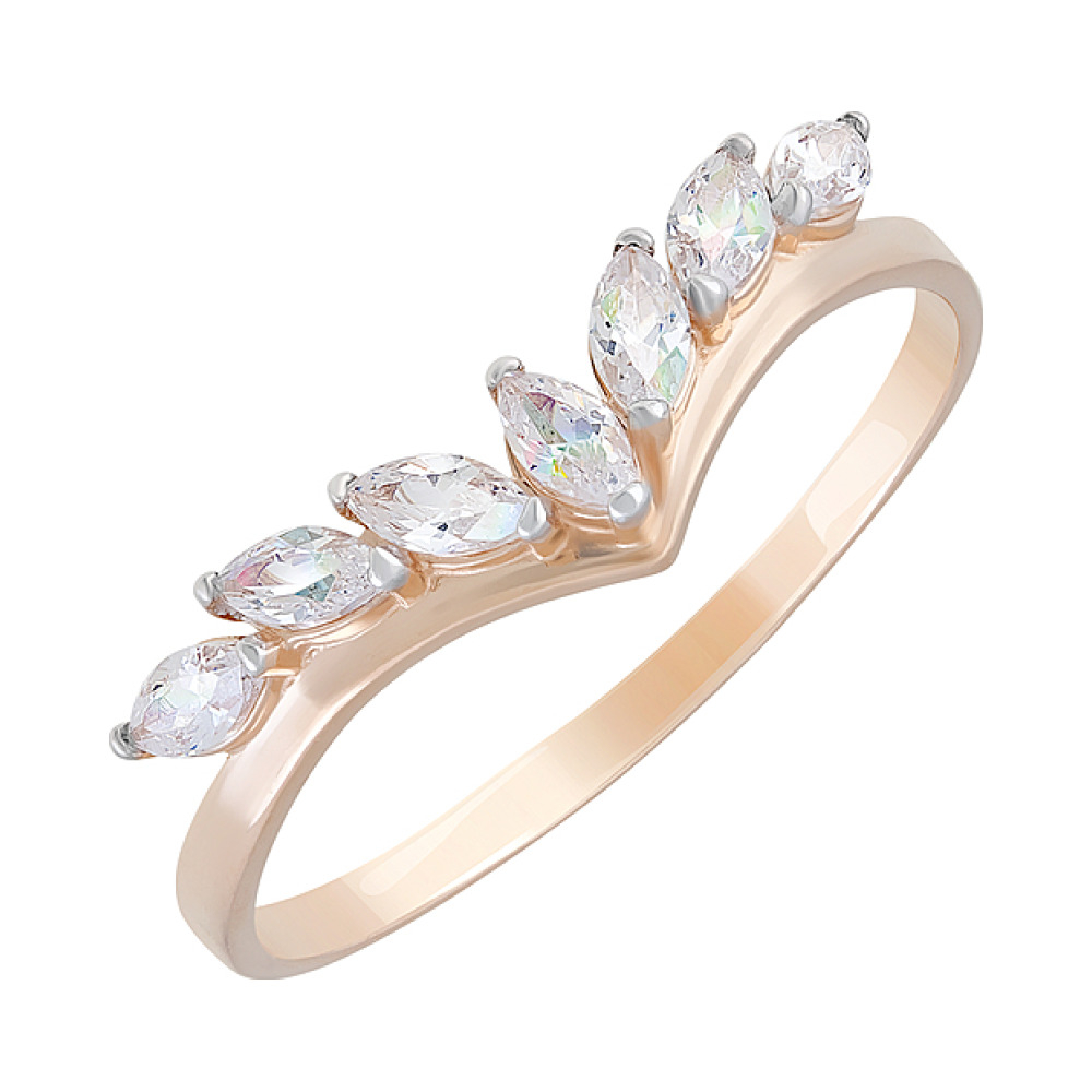 Золотое кольцо с фианитами № 129056