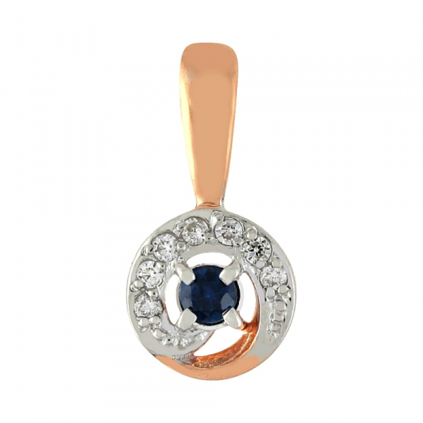 Золотая подвеска с бриллиантом и сапфиром № 100562