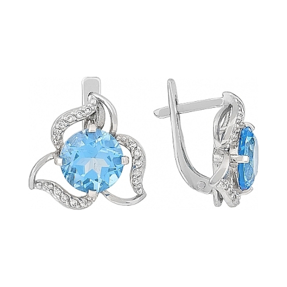 Золотые серьги с топазом и фианитом № 114852