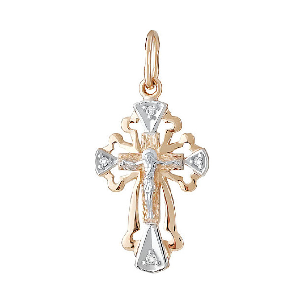 Крест литой с накладкой б/з и фианитами № 133721