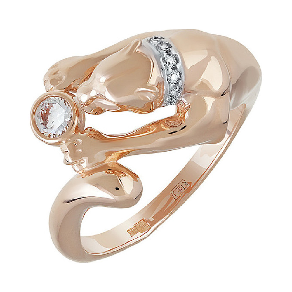 Золотое кольцо с фианитом № 138534