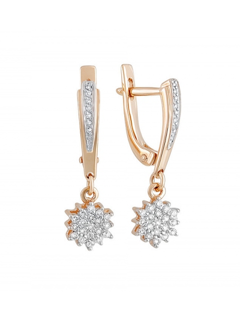 Золотые серьги с бриллиантом № 129422