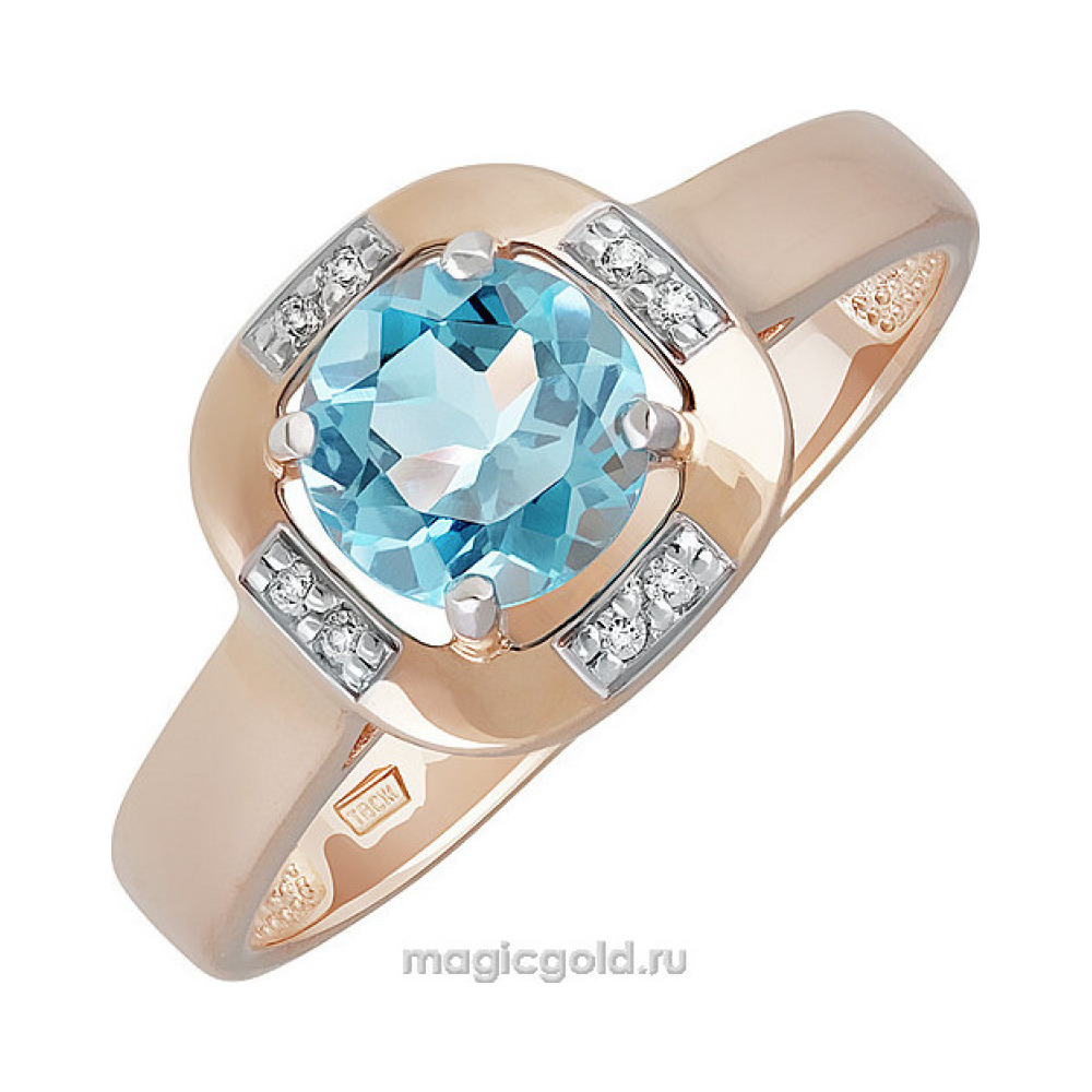 Золотое кольцо с топазом и фианитом № 139043